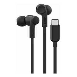 Belkin SoundForm USB-C Wired EarBuds with Adjustable Volume Limiter Black