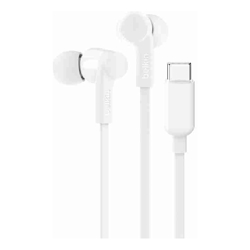 Belkin SoundForm Headphones With USB-C Connector (USB-C Headphones) White (G3H0002fqWHV2) Sweat and Splash Resistance Built-In Microphone 2YR