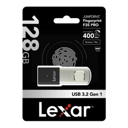 Lexar F35 PRO 128GB JumpDrive Fingerprint USB 3.2 Gen 1, up to 400MB/s read, 300MB/s write  transfer content between your USB Type-CTM and Type-A devi