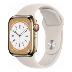 Apple Watch Series 8 (GPS + Cellular) - 41mm Stainless Steel - Gold with Starlight Sport Band (Refurbished)