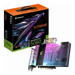 Gigabyte GV-N5080AORUSX WB-16GD. GeForce RTX 5080, CUDA 10752, 16 GB. GDDR7,  PCI-E 5.0, 850W, HDMI 2.1b x1
