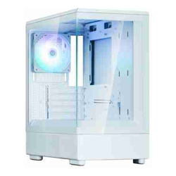 Zalman P10 White, Mini-Tower, Tempered Glass, Drive Bays, 2x Combo (3.5" Or 2.5"), 1x 2.5", Expansion Slot: 5, Motherboard Support: mATX / Mini-ITX, Pre-Installed Fan: 1x 120mm ARGB, 1 Year Warranty
