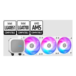 MSI MAG CORELIQUID A13 360 WHITE 2.4" IPS USB 2.0 pin header SATA 2 fans Two Ball Bearing AM5 / AM4 3 Year warranty
