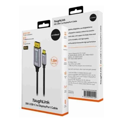 mbeat Tough Link 1.8m 16K USB-C to DP Cable Space Grey 40Gbps USB-C (male) to DisplayPort 2.1 (male)