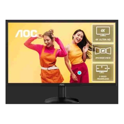 AOC 27" 4K 3840 x 2160 (UHD) IPS 60Hz 4ms HDR10Low Blue ModeHDMI 2.0 x 2 DisplayPort 1.4 x 1 Office and Home Monitor
