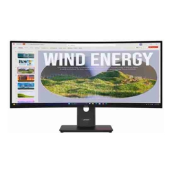 Lenovo ThinkVision T34WD-40 34" 120Hz WQHD Monitor 1500R Curve 4K 3440x1440 21:9 Height Adjustable Tilt Swivel 100W PD DP HDMI USB-C LAN 4xUSB3.2 Hub