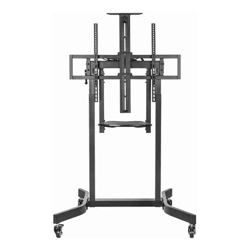 Brateck Deluxe Motorized Large TV Cart with Tilt Equipment Shelf and Camera Mount Fit 55"-100" Up to 120kg- Matte Black