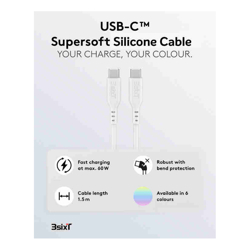 3Sixt SPLASH by 3sixT USB-C to USB-C Cable 1.5m 60W Snow White