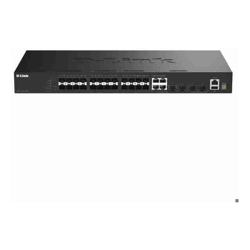 D-Link 28-Port Gigabit Smart Managed Stackable Switch with 24 SFP ports and 4 SFP+ Ports.