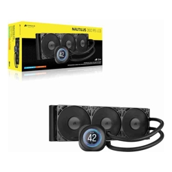 Corsair NAUTILUS 360 RS LCD Liquid CPU Cooler Black 360mm rad LCD pump 3x PWM fans 2100 RPM AM5/LGA1851 copper plate 450mm Tube 36dBA