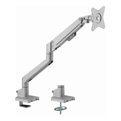 Brateck Single Monitor Thin Gas Spring Monitor Arm Fit Most 17"-32" Monitors, Up to 9kg per screen VESA 75x75/100x100 Matte Silver