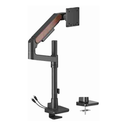 Brateck LDT81N-C012UCP Fusion Heavy-Duty Pole-Mounted Gas Spring Monitor Arm with USB-A/USB-C Ports For most 17"~49" Monitors, Fine Texture Black(New)