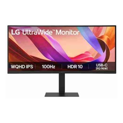 LG 34" UltraWide 21:9 WQHD Curved IPS Monitor with 3440x1440 resolution sRGB 99% HDR10 100Hz 5ms response and tilt/height/swivel stand