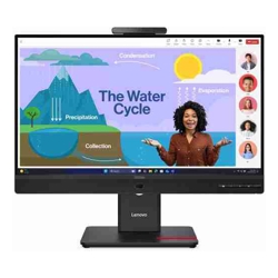 LENOVO ThinkVision T24D-4V 23.8"24" FHD IPS Monitor 1920x1080 16:9 Height Adjustable Tilt Swivel Pivot DP HDMI USB-C hub LAN Hub built-in Webcam Speak