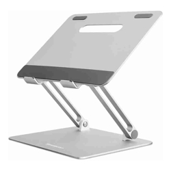 Simplecom CL520 Adjustable Aluminium Ergonomic Riser Stand for Laptop MacBook, Adj 15cm, Tilt, 10"-17", 4kg, 0.9kg, Airflow, Anti-slip, Silver.