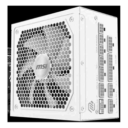 MSI MAG A1000GL PCIE5 ATX Power Supply Uni - White, 1000W, 80+ Gold, Fully Modular, PCIe5 600W, 135mm FDB Fan, Active PFC, 100-240V, 10yr wty, OCP/UVP