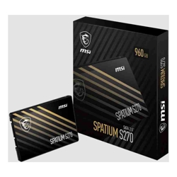 MSI SPATIUM S270 SATA 2.5" 480GB  PHISON S11 3D NAND SATA III 6Gbps Sequential Read up to 500MB/s Sequential Write up to 450MB/s 250 TBW 5Y WTY