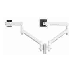 Atdec AWM Dual Monitor Mount solution on a 135mm Post F Clamp white