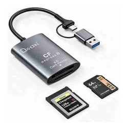 Just You PC Oxhorn USB 3.2 Gen 2 10Gbps CF Express B and SD Card-reader Aluminum USB-C 3.2 USB-A 3.2 lightweight Plug-and-play Silver