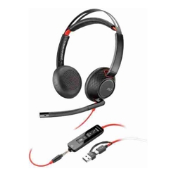 HP POLY BLACKWIRE 5220 STEREO USB -C HEADSET 3.5MM PLUG USB-C/ A ADAPTER BOX DAMAGED