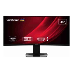 ViewSonic 34" Curved Docking Monitor with KVM Switch 3440x1440 VA 1500R 120Hz HDR10 USB-C 65W DP HDMI RJ45 3x USB-A KVM sRGB 121%