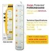 Powerboards - PB6SURG-SW 6-Way Power Board with Individual Switches Surge Protection and Extra Wide Plug | MegaBuy Computer Parts