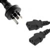 Power Cables - 8Ware Power Cable from 3-Pin AU Male to 2 IEC C13 Female Plug in 1m
