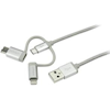 Apple Compatible Cables - 1m Lightning USB-C Micro-B to USB Cable