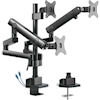 Brateck Brackets & Mounting - Brateck Triple Monitor Aluminum Slim Pole Held Mechanical Spring Monitor Arm