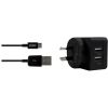 Home & Wall Chargers - 3Sixt Dual USB AC Charger 3.4A Micro USB 1.0m Black