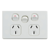 Cable Management & Installation - 4Cabling 4C | Elegant Double Power Point 250V 10A with Extra Switch Horizontal