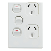 Cable Management & Installation - 4Cabling 4C | Elegant Double Power Point 250V 10A with Extra Switch Vertical
