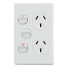 4Cabling - 4Cabling 4C | Classic Double Power Point 250V 10A with 16AX Extra Switch Vertical