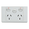 4Cabling - 4Cabling 4C | Ultima Double Power Point 250V 10A with 16AX Extra Switch  Horizontal