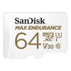 SanDisk Micro SD Cards - SanDisk Max Endurance Microsdxc Card SQQVR 64G (30 000 HRS) UHS-I C10 U3 V30 100MB/S R 40MB/S W SD Adaptor