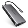 UGREEN USB Hubs - UGREEN Type C 8 in 1 Multifultion adaptor VGA/RJ45/USB3.0 x 3/SD/TF/TypeC PD Protocal (50539)