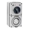 4Cabling - 4Cabling 4C | Combination Switched socket 3 Round Pin IP66 250V 20A