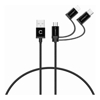 Cygnett - Cygnett 3-in-1 (USB-A to Lightning + USB-C + Micro-USB) Cable (1M) Black (CY3571COCAB) 2.4A/12W MFi Fast Charging for