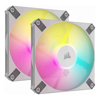 Case Fans - Corsair AF SLIM Series AF120 RGB SLIM WHITE 120mmx15mm Fluid Dynamic Bearing RGB Fan Dual Pack with Lighting Node CORE