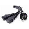 ALOGIC Power Cables - ALOGIC 2m Aus 3 Mains Plug to 2 X IEC C13 Y Splitter Cable Male to 2 X Female Cable
