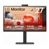 Monitors - LG 27" IPS FHD 1920 x 1080 Webcam USB-C (PD65w) 100Hz 5ms AMD FreeSync 16:9 Tilt/Height/Swivel/Pivot (Bi-direction)