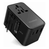 Choetech - Choetech PD5020 35W EU/US/AUS/UK Travel Adapter with Built-in USB-C Cable Black
