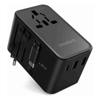 Choetech - Choetech PD5022 70W EU/US/AUS/UK Travel Adapter with Built-in USB-C Cable Black