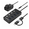 USB 3.0 Cables - Simplecom CH345C SuperSpeed USB-A and USB-C to 4-Port USB 3.0 Hub 5Gbps Individual Switches and Power Adapter