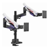 Brateck Brackets & Mounting - Brateck LDT95-C024UCP Atlas Neo Gaming Pole-Mounted Dual Monitor Arm with USB-A  USB-C Ports For most 24"~57" Monitors