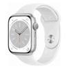 Watches - Apple Watch Series 8 45mm (GPS + Cellular) Silver Stainless Steel with White Sport Band (Refurbished)