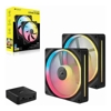 Case Fans - Corsair iCUE LINK LX140-R RGB 140mm PWM Reverse Fans Starter Kit Dual Pack -Black: 90.6 CFM 2000 RPM 38.3 dBA 0.45A
