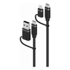 ALOGIC - ALOGIC 4-in-1 100W Silicone Flexible Universal Charging Cable 1.5m USB-C USB-A and Lightning Black