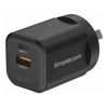 Home & Wall Chargers - Simplecom CU235 Dual Port PD 35W Fast Wall Charger USB-C + USB-A for Phone Tablet