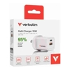 Home & Wall Chargers - Verbatim 2 Port 35 Watt Portable GaN charger 1 x USB-C PD 35w 1x USB-A QC 3.0 Compact Design Apple Android Samsung